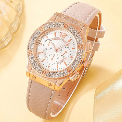 Reloj de Moda Coreana con Diamantes Incrustados y Correa PU - Image 5