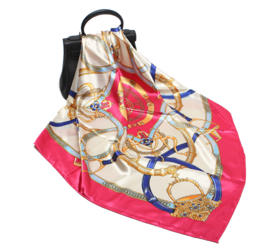 Pañuelo de Seda Estampado Cuadrado - Cinturón Clásico para Mujer - Image 10