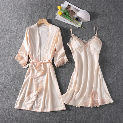 Camisón Corto Sensual con Tirante de Seda Helada y Soporte de Pecho - Image 24