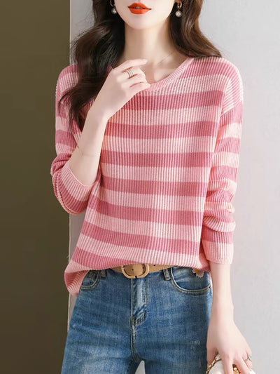 Blusa Holgada Rayas Manga Larga Estilo Occidental para Mujer - Image 7