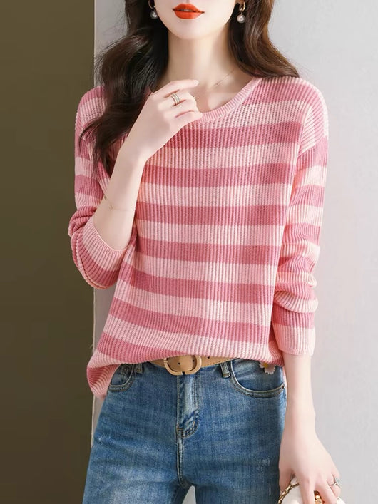 Blusa Holgada Rayas Manga Larga Estilo Occidental para Mujer - Image 7