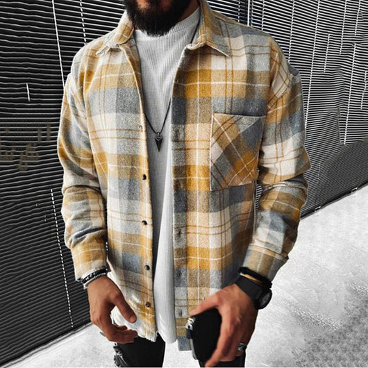 Camisa de Cuadros con Estampado a Juego de Colores para Hombre - Image 16