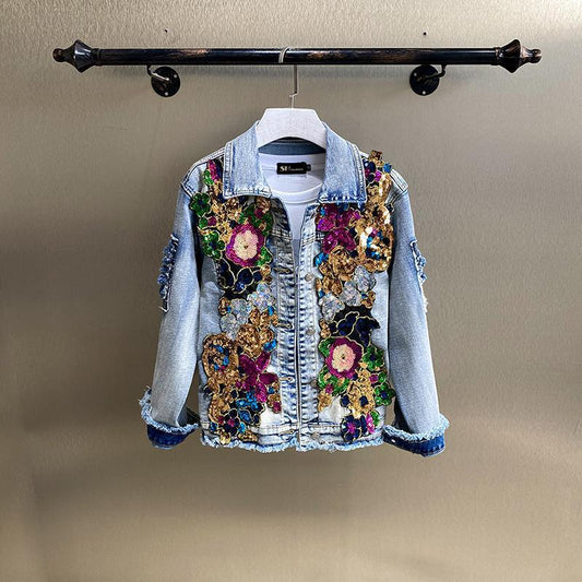 Chaqueta Denim Reforzada con Tachuelas de Diamante