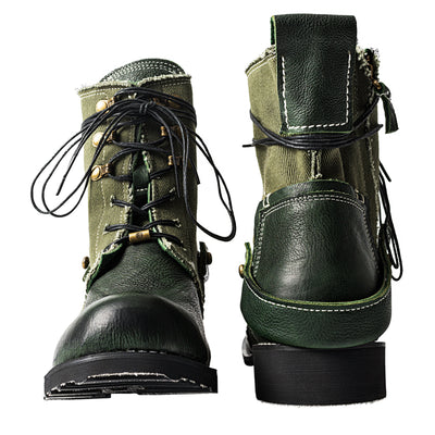 Botas de Lona y Cuero Retro Transpirables - Estilo Clásico Auténtico - Image 9