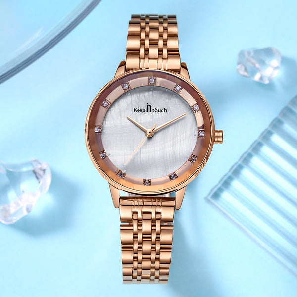 Reloj de Mujer Resistente al Agua con Cristal de Cuarzo y Banda de Acero Inoxidable