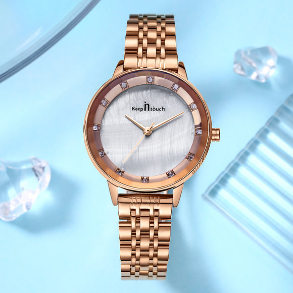 Reloj de Mujer Resistente al Agua con Cristal de Cuarzo y Banda de Acero Inoxidable