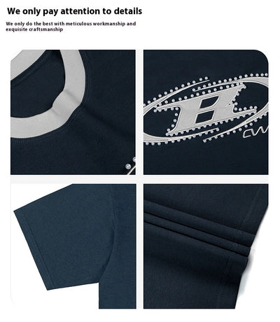 Blusa Retro Americana Bordada con Cuentas y Aplicaciones - Manga Corta - Image 12