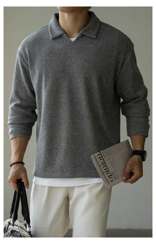 Polo Manga Larga Hombros Caídos Cuello V para Hombre - Image 23