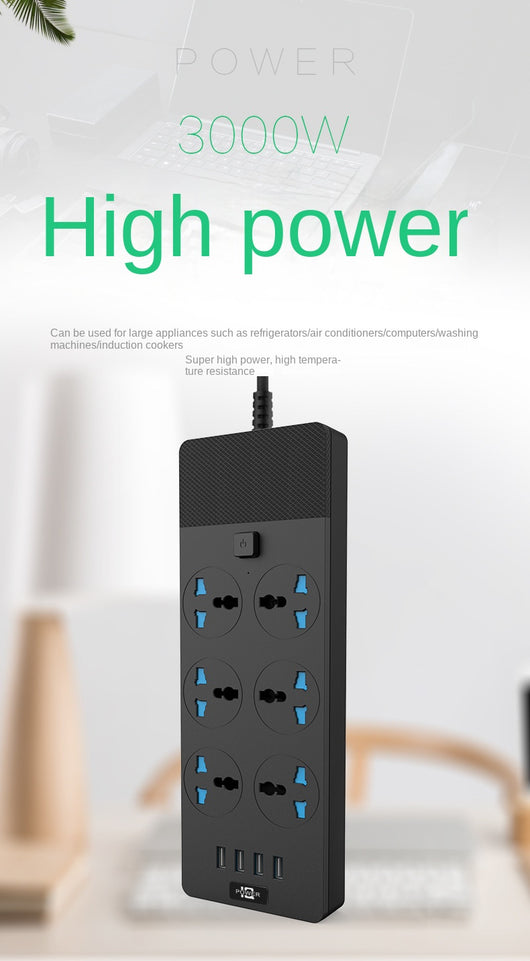 Regleta de Potencia 3000W con 4 Puertos USB y 6 Tomas de Corriente - Image 22