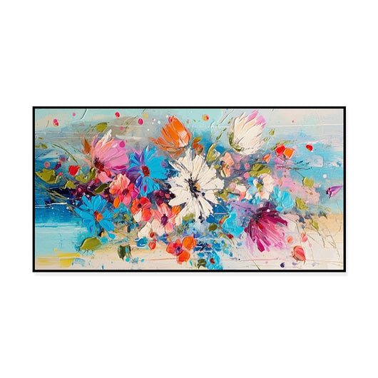 Cuadro Flores Primavera Óleo Grueso Pintura Artesanal Lienzo Grande Azules Modernos - Image 6