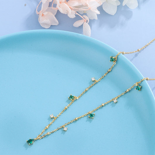 Collar de Zircón Esmeralda con Gota de Agua Generosa - Image 19
