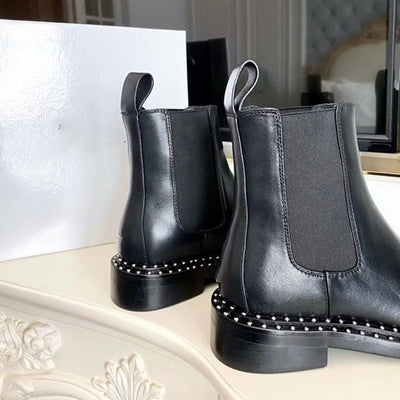 Botas Cortas de Cuero Estudadas Estilo Británico para Mujer - Image 4