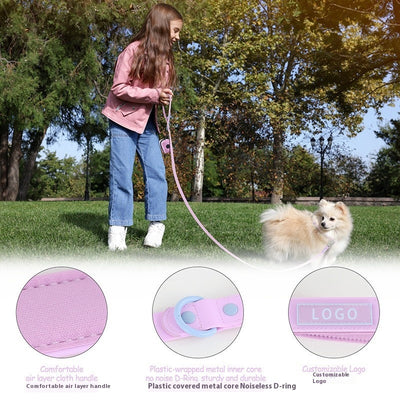 Pink and blue dog harness with padded chest and back, adjustable straps, and a top handle for walking. - Image 18