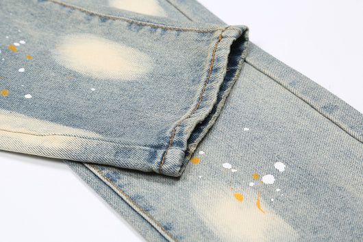 Jeans Rectos Desgastados con Cortes de Tinta - Image 8