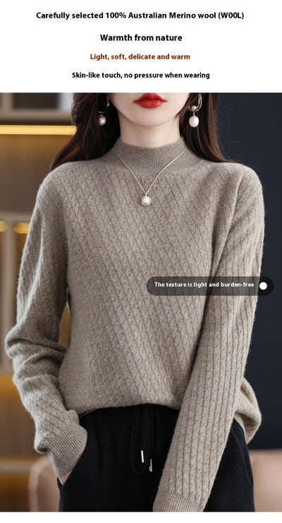 Suéter Cuello Alto Mujer 100% Lana Pura Tejido Fino - Image 16