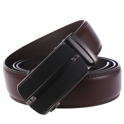 Cinturón de Cuero Doble Capa con Hebilla Automática para Hombre - Image 4