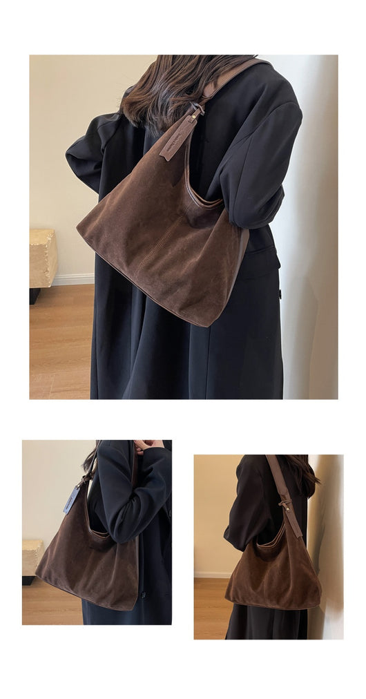 Bolso de Hombro de Ante Vintage con Costuras para Mujer - Image 29