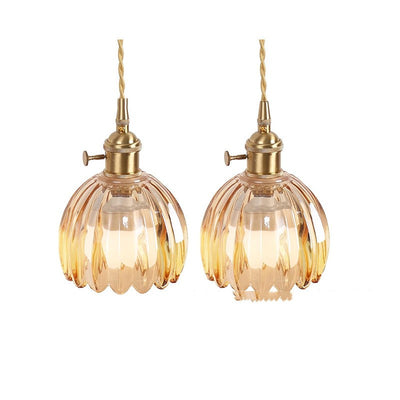 Lámpara Colgante Retro Japonesa Cobre y Vidrio Ámbar - Image 24