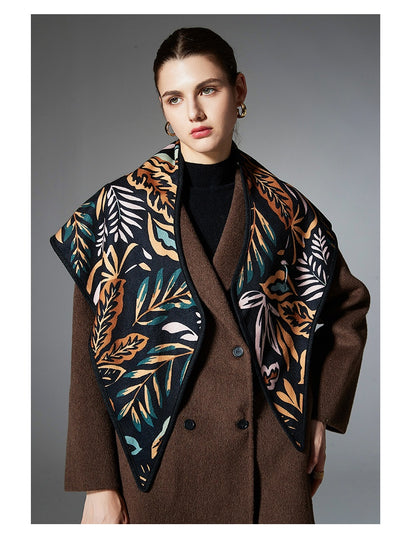 Chal Triangular Jacquard Hojas de Otoño Estilo Europeo - Image 15