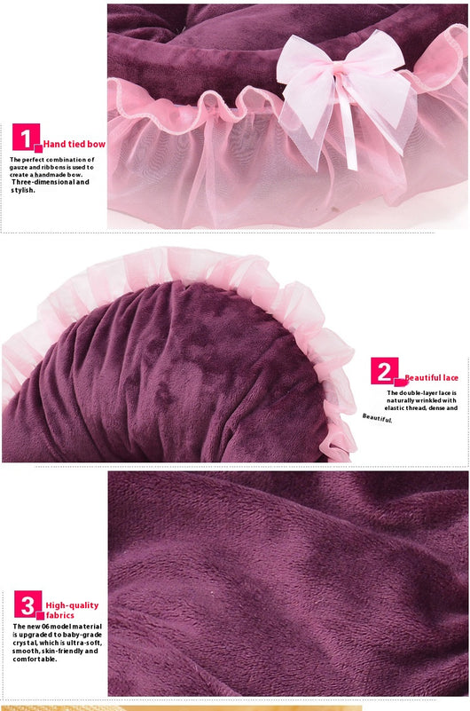 Cama Princesa para Mascotas con Encaje Teddy - Image 14