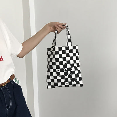 Bolso de Mano Pequeño Canvas Blanco y Negro - Diseño Moderno para Mujer - Image 3