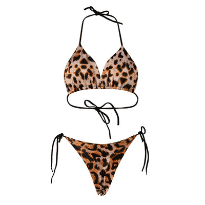 Woman in a bright pink solid color string bikini with a triangle top and T-back bottom, featuring side ties. - Image 9