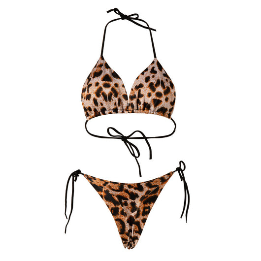 Woman in a bright pink solid color string bikini with a triangle top and T-back bottom, featuring side ties. - Image 9