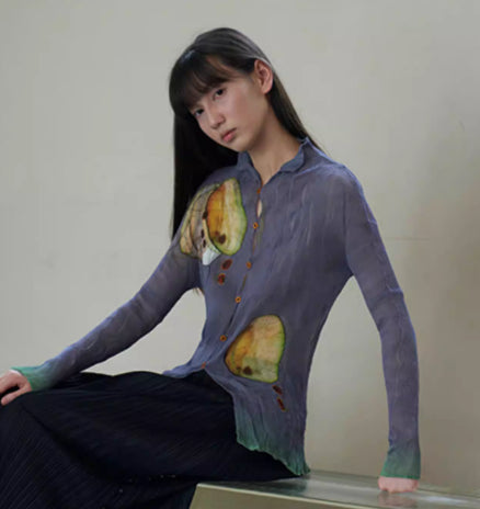 Blusa Ajustada Estampada con Malla Reductora para Mujer