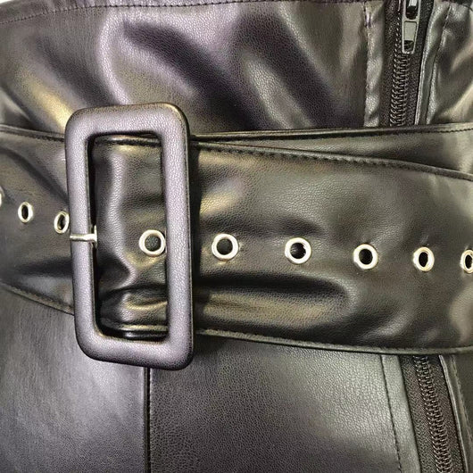 Pantalones de Cuero PU Cintura Alta Estilo INS para Mujer - Image 10