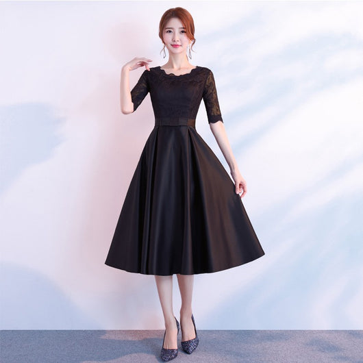 Vestido Largo Elegante de Manga Larga Negro para Eventos Corporativos - Image 17