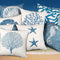 Funda de Almohada Estilo Mediterráneo con Concha Marina, Estrella de Mar y Coral
