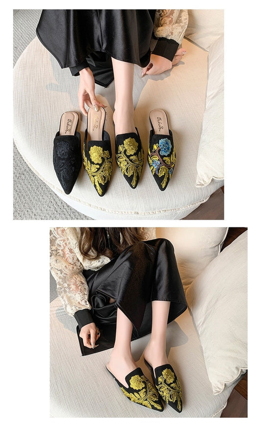 Pantuflas Bordadas Baotou Estilo Nacional para Mujer - Comodidad de Verano - Image 15