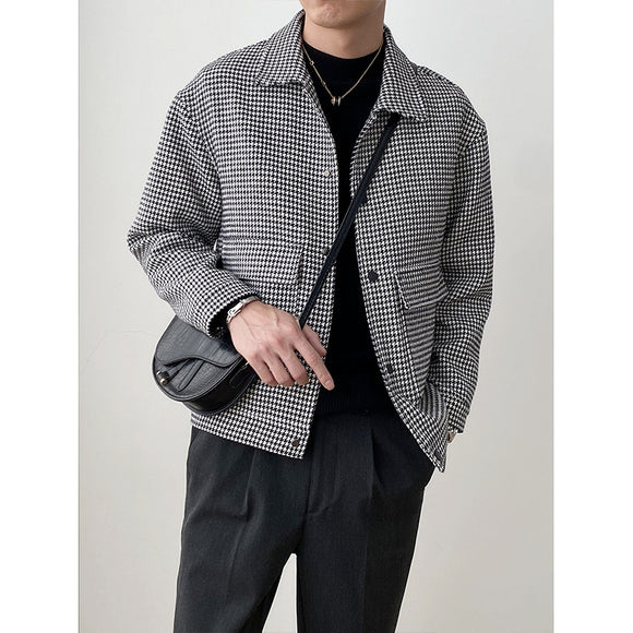 Chaqueta de Lana Suelta con Solapa Elegante para Hombre