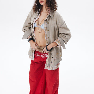 Camisa Denim Holgada con Efecto Tinta Splash - Image 27