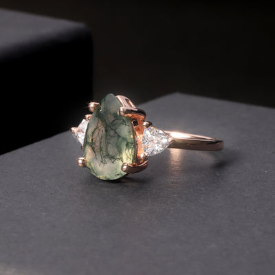 Anillo de Plata 925 con Ágata de Plantas Acuáticas - Image 3