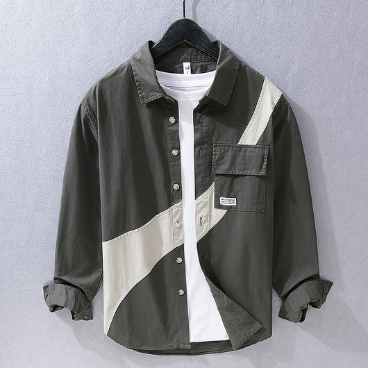 Camisa de Manga Larga Estilo Tooling con Costuras Decorativas para Hombre