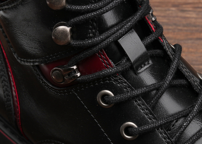 Botas Negras de Moda para Hombre con Detalles en Rojo - Image 14