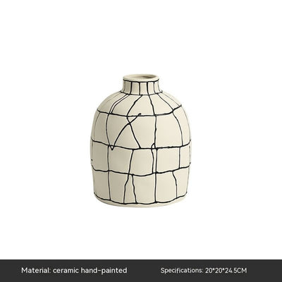 Jarrón de Cerámica Minimalista Italiano con Líneas Pintadas a Mano - Image 6