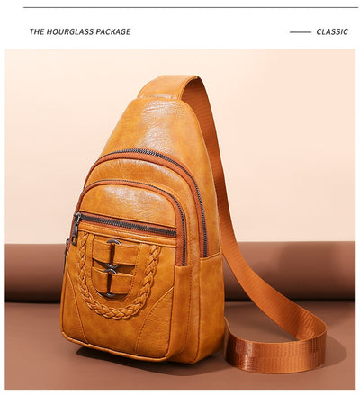 Bolso de Cuero PU Texturizado con Compartimento en el Pecho - Image 12