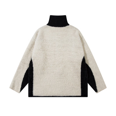 Suéter Oversize Patchwork Cuello Alto Comodidad Total - Image 22