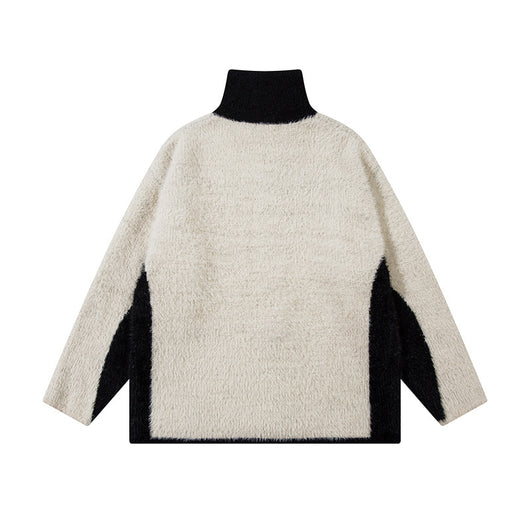 Suéter Oversize Patchwork Cuello Alto Comodidad Total - Image 22