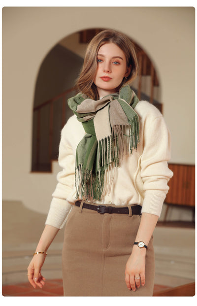 Bufanda de Cashmere Artificial Gruesa y Cálida con Flecos - Image 16