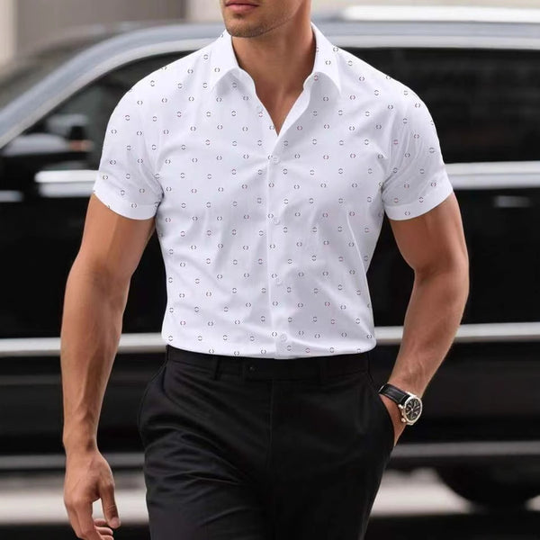 Camisa Deportiva Estampada para Hombre con Tela Elástica Transpirable