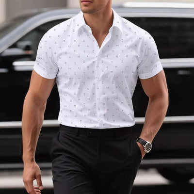 Camisa Deportiva Estampada para Hombre con Tela Elástica Transpirable