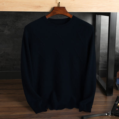 Suéter de Cachemira Pura para Hombre - Cuello Redondo Jacquard - Image 10