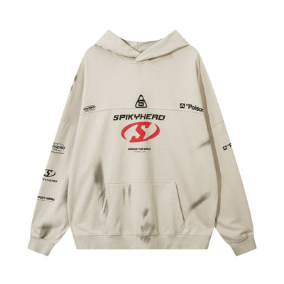 Sudadera con Capucha Estilo Urbano Letras Desgastadas Americana - Image 5
