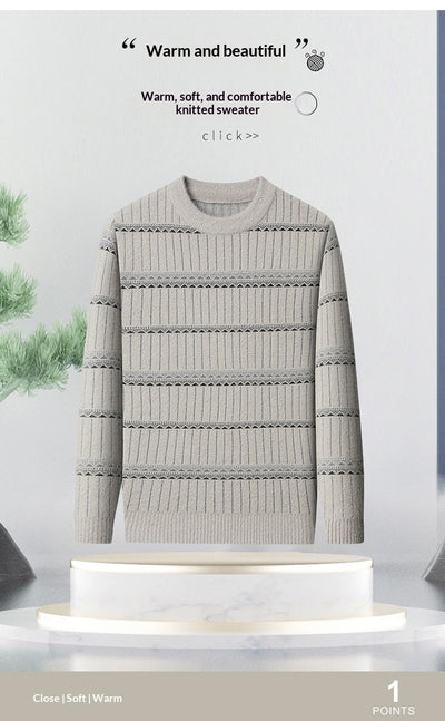 Suéter Grueso de Cuello Redondo para Hombre con Forro Polar y Textura de Visón Sintético - Image 25