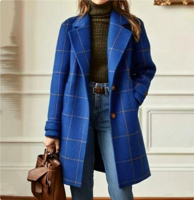 Chaqueta Cuadros Tamaño Grande con Solapa Clásica - Image 8