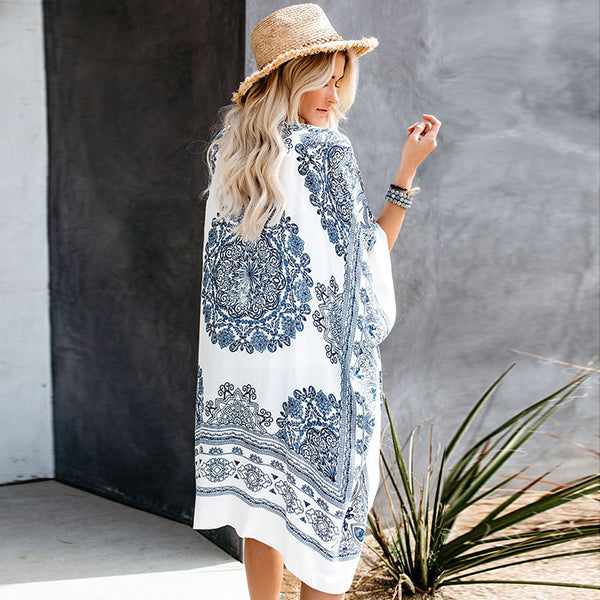 Cardigan Suelto de Tul Tipo Blusa Playera Largo Medio
