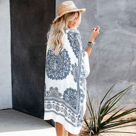 Cardigan Suelto de Tul Tipo Blusa Playera Largo Medio